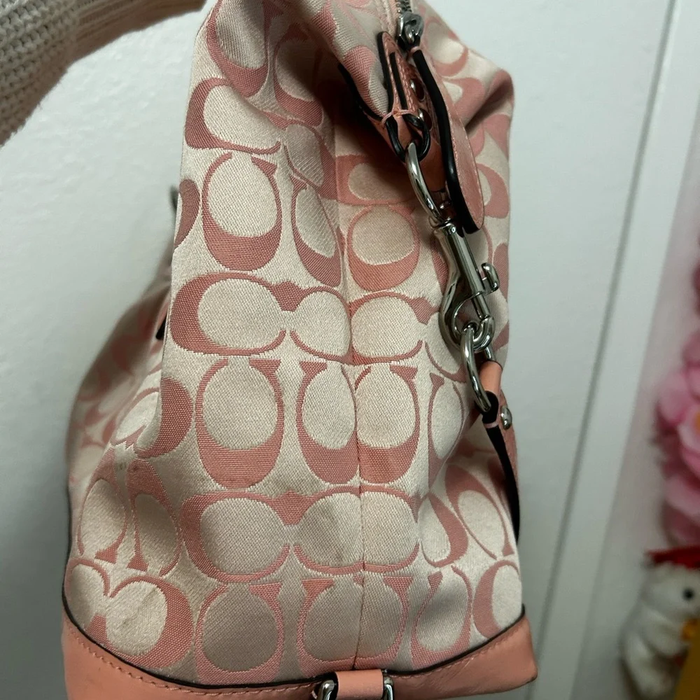 COACH ASHLEY PEONY PINK SIGNATURE CARRYALL HANDBAG SHOULDER BAG PURSE - Picture 14 of 16